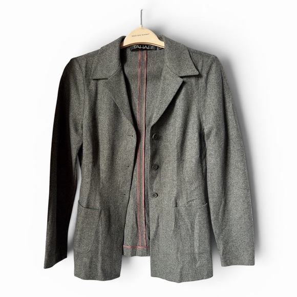 Tahari Jackets & Blazers - TAHARI Wool Blend Gray Women's Tailored Blazer Jacket Officecore Office Work